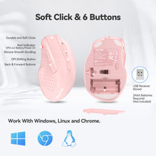 Load image into Gallery viewer, TECKNET pink wireless mouse with a sleek, compact design for home, office, and travel