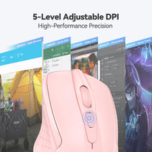 Load image into Gallery viewer, Side view of the TECKNET wireless mouse showing its ergonomic curves and rubber grips