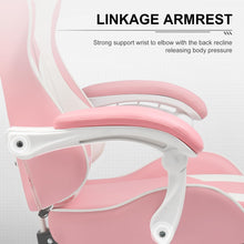 Load image into Gallery viewer, A GTPLAYER pink gaming chair in a pastel-themed cozy gaming setup