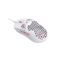 Load image into Gallery viewer, HyperX Pulsefire Haste gaming mouse in white and pink, featuring an ultra-light honeycomb shell design