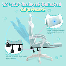 Load image into Gallery viewer, Dowinx cat ear gaming chair featuring a built-in lumbar massage cushion for extra comfort