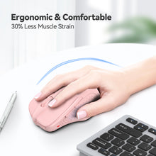 Load image into Gallery viewer, TECKNET pastel pink wireless mouse in a cozy, aesthetic gaming and work setup