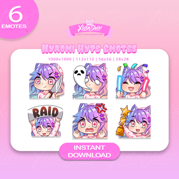 Nyaomi Hype Emotes - digital download preview