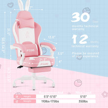 Load image into Gallery viewer, PZDO pink gaming chair with a soft memory foam cushion, ergonomic backrest, and reclining function
