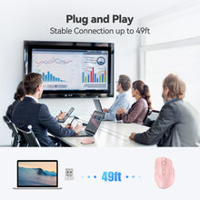 Load image into Gallery viewer, TECKNET pink wireless mouse with an easy plug-and-play USB receiver