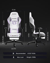 Load image into Gallery viewer, AutoFull white gaming chair featuring an SGS-certified 4-level gas lift for extra safety