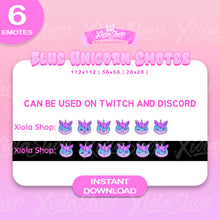 Charger l'image dans la galerie, Blue 6 Unicorn Emotes Pack - The Ultimate Cute Twitch and Discord Emotes