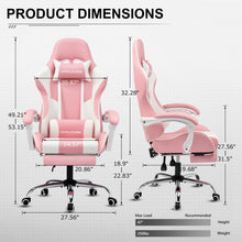 Load image into Gallery viewer, Side view of the GTPLAYER pink gaming chair with adjustable reclining backrest