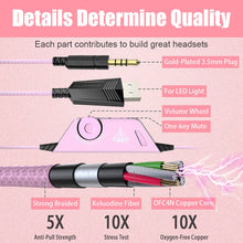 Charger l'image dans la galerie, Lightweight pink gaming headset with LED accents, designed for immersive gaming audio