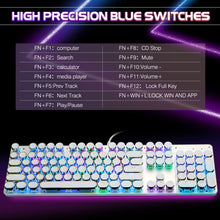 Load image into Gallery viewer, Gaming setup featuring a vintage-inspired white keyboard with RGB effects