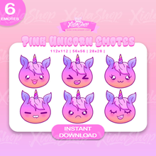 Charger l'image dans la galerie, Pink 6 Unicorn Emotes Pack - Xiola Shop