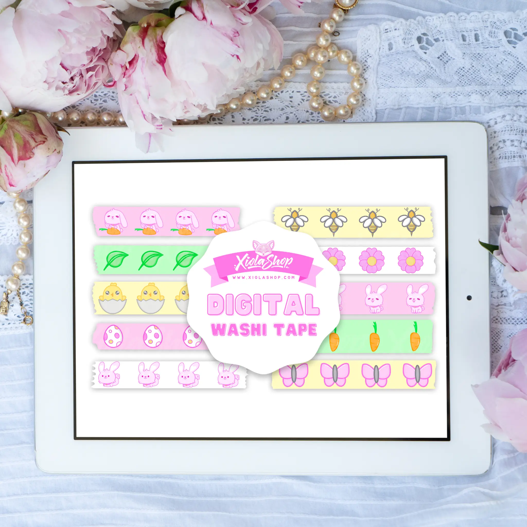 Pink Washi Tape Digital Stickers Pre-cropped Digital Stickers