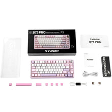 Load image into Gallery viewer, YUNZII B75 PRO Wireless Mechanical Keyboard,75% Gaming Keyboard Gasket Hot Swap Custom Keyboard with Knob,Pre-lubed Switches RGB,Bluetooth/Type-C/2.4G Creamy Keyboard(Cocoa Cream V2 Switch,Purple)
