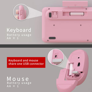 UBOTIE Colorful Wireless Keyboard & Mouse Set - Pink