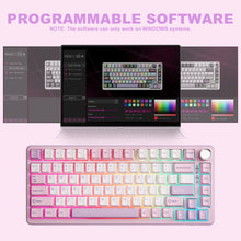 Load image into Gallery viewer, YUNZII B75 PRO Wireless Mechanical Keyboard,75% Gaming Keyboard Gasket Hot Swap Custom Keyboard with Knob,Pre-lubed Switches RGB,Bluetooth/Type-C/2.4G Creamy Keyboard(Cocoa Cream V2 Switch,Purple)
