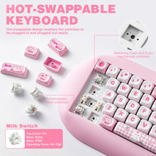 Charger l&#39;image dans la galerie, YUNZII C68 Wireless Mechanical Keyboard, 65% Gaming Keyboard Hot Swap,Triple Mode BT5.0/2.4G/Wired, RGB Backlit NKRO,Cute Cat Silicone Ergonomic Keyboard for Win/Mac(Milk Switch,Pink)
