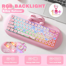 Charger l&#39;image dans la galerie, YUNZII C68 Wireless Mechanical Keyboard, 65% Gaming Keyboard Hot Swap,Triple Mode BT5.0/2.4G/Wired, RGB Backlit NKRO,Cute Cat Silicone Ergonomic Keyboard for Win/Mac(Milk Switch,Pink)
