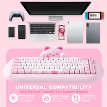 Charger l&#39;image dans la galerie, YUNZII C68 Wireless Mechanical Keyboard, 65% Gaming Keyboard Hot Swap,Triple Mode BT5.0/2.4G/Wired, RGB Backlit NKRO,Cute Cat Silicone Ergonomic Keyboard for Win/Mac(Milk Switch,Pink)
