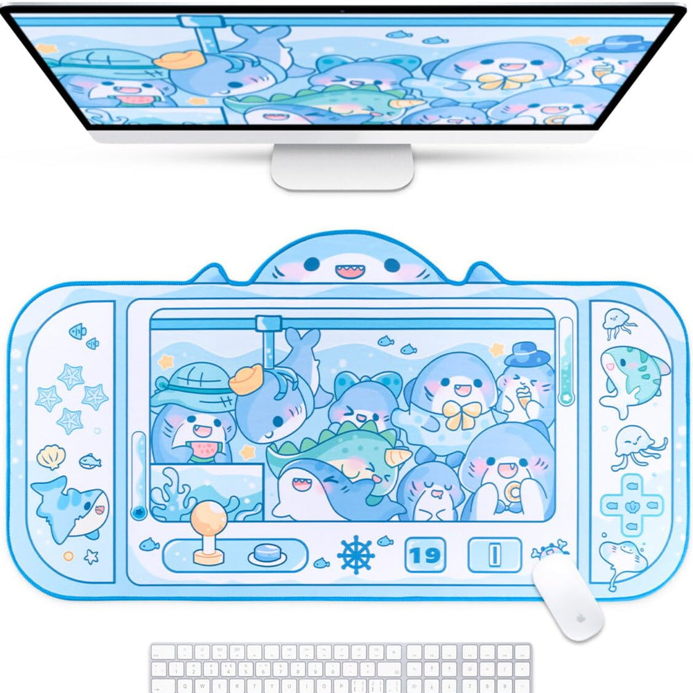BelugaDesign Shark Gaming Desk Mat - Blue & White