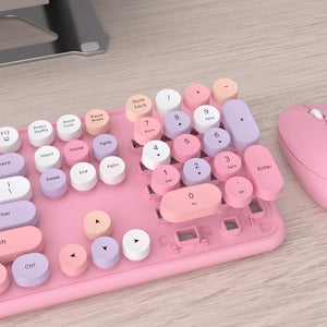 UBOTIE Colorful Wireless Keyboard & Mouse Set - Pink