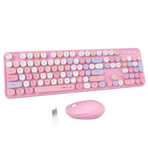 UBOTIE Colorful Wireless Keyboard & Mouse Set - Pink