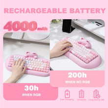 Charger l&#39;image dans la galerie, YUNZII C68 Wireless Mechanical Keyboard, 65% Gaming Keyboard Hot Swap,Triple Mode BT5.0/2.4G/Wired, RGB Backlit NKRO,Cute Cat Silicone Ergonomic Keyboard for Win/Mac(Milk Switch,Pink)
