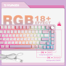 Load image into Gallery viewer, YUNZII B75 PRO Wireless Mechanical Keyboard,75% Gaming Keyboard Gasket Hot Swap Custom Keyboard with Knob,Pre-lubed Switches RGB,Bluetooth/Type-C/2.4G Creamy Keyboard(Cocoa Cream V2 Switch,Purple)
