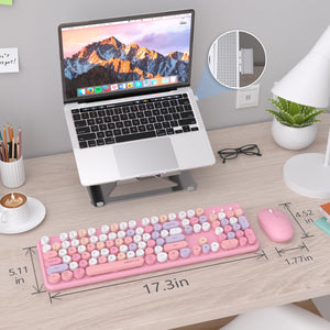 UBOTIE Colorful Wireless Keyboard & Mouse Set - Pink