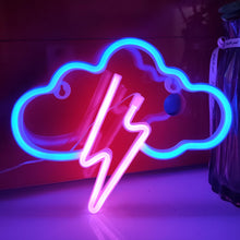 Load image into Gallery viewer, JYWJ Cloud Lightning Neon Light,USB or 3-AA Battery Powered Neon Signs,LED Desktop Wall Decoration,Various Parties,Decoration Of Business Premises(Blue+Pink)
