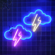 Load image into Gallery viewer, JYWJ Cloud Lightning Neon Light,USB or 3-AA Battery Powered Neon Signs,LED Desktop Wall Decoration,Various Parties,Decoration Of Business Premises(Blue+Pink)
