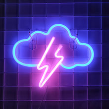 Load image into Gallery viewer, JYWJ Cloud Lightning Neon Light,USB or 3-AA Battery Powered Neon Signs,LED Desktop Wall Decoration,Various Parties,Decoration Of Business Premises(Blue+Pink)
