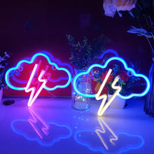 Load image into Gallery viewer, JYWJ Cloud Lightning Neon Light,USB or 3-AA Battery Powered Neon Signs,LED Desktop Wall Decoration,Various Parties,Decoration Of Business Premises(Blue+Pink)
