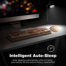 Charger l&#39;image dans la galerie, MOFII Milk Tea wireless keyboard and mouse featuring auto-sleep mode to save battery life
