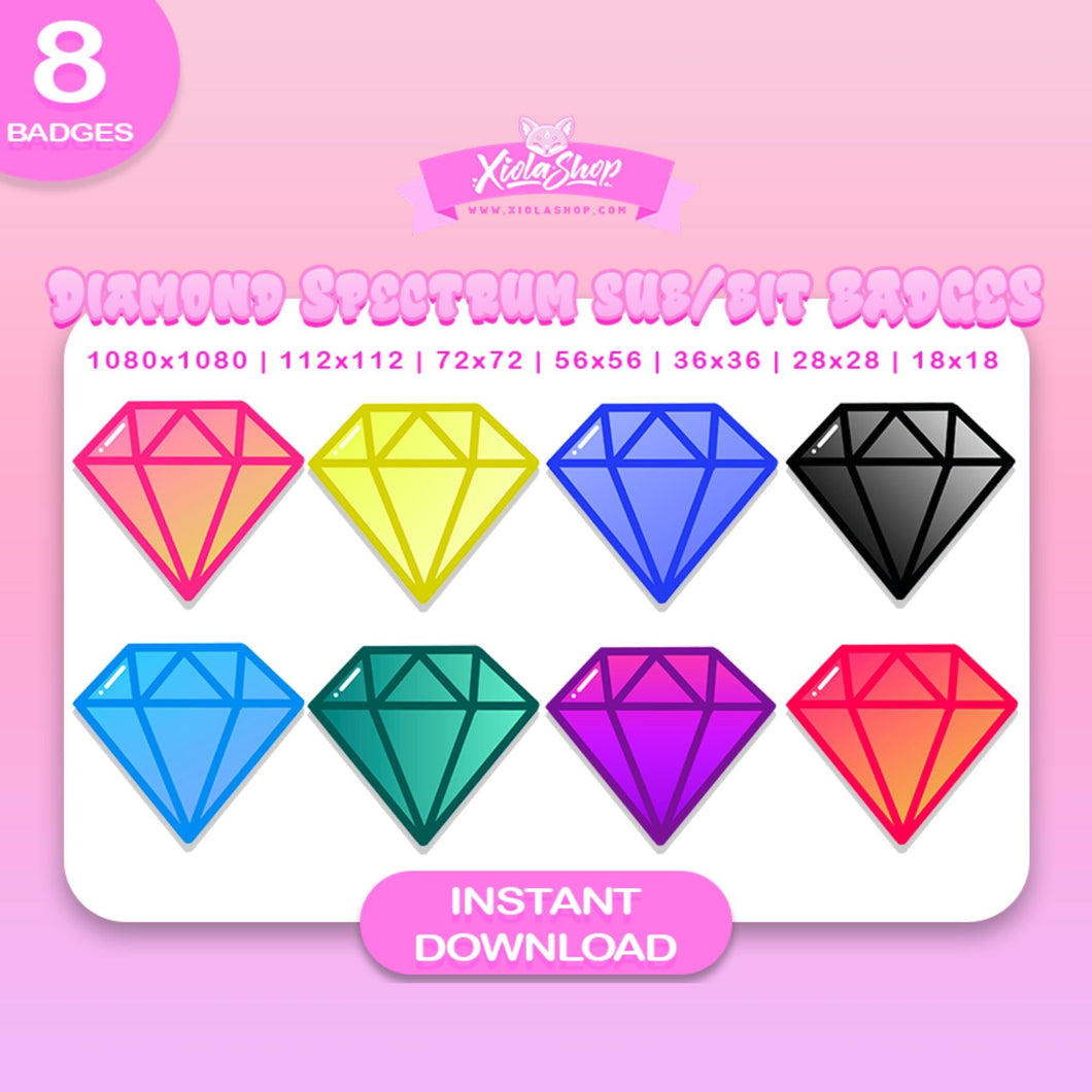 Free Gift Diamond Twitch Badge in Classic Color: Shimmering diamond-shaped Twitch subscriber badge in classic diamond color