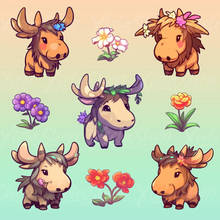Load image into Gallery viewer, Enchanting Woodland Moose and Flower Digital Sticker Pack - Boost Your Digital Planner&#39;s Charm - Xiola Shop
