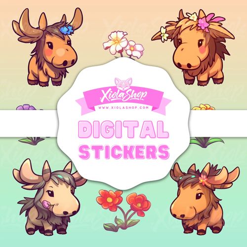 Enchanting Woodland Moose and Flower Digital Sticker Pack - Boost Your Digital Planner's Charm - Xiola Shop