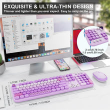 Load image into Gallery viewer, FOPETT lovely purple keyboard featuring 104 keys, function hotkeys, and number pad
