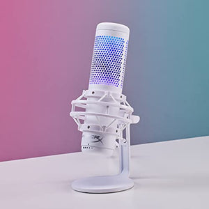 HyperX QuadCast S white USB microphone with RGB lighting and tap-to-mute feature