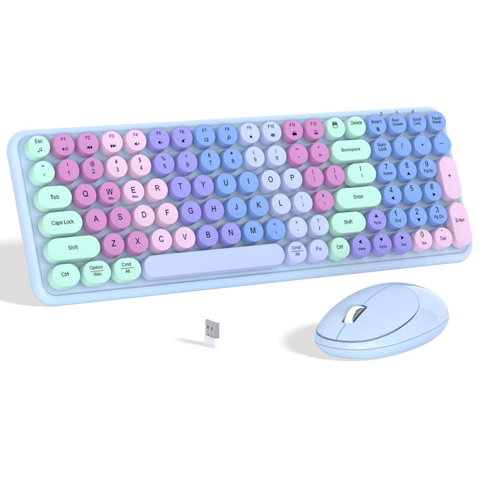 Links9+ purple colorful wireless keyboard with retro round bubble keycaps and ergonomic design