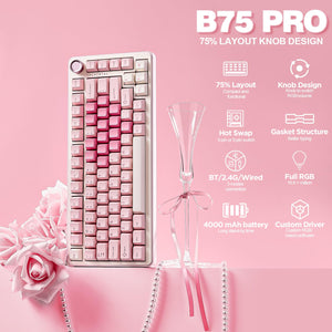 YUNZII B75 PRO wireless mechanical keyboard with a 4000mAh battery for extended use