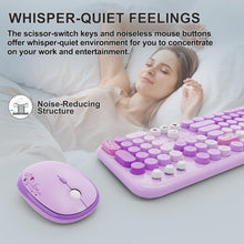 Load image into Gallery viewer, FOPETT purple keyboard and mouse on a cozy gaming and work-from-home setup
