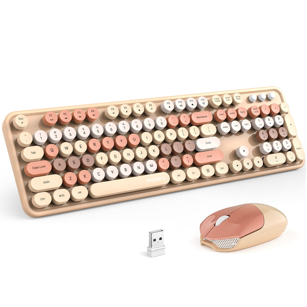 MOFII Milk Tea wireless keyboard and mouse in pastel colors for a cozy gaming and office setup
