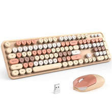 Load image into Gallery viewer, MOFII Milk Tea wireless keyboard and mouse in pastel colors for a cozy gaming and office setup
