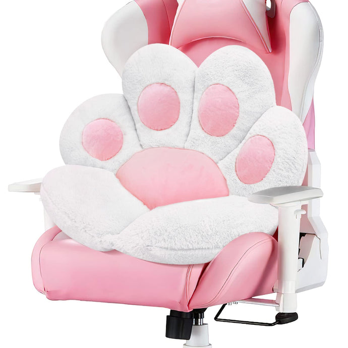 MOONBEEKI white cat paw cushion providing plush comfort for gaming and office chairs