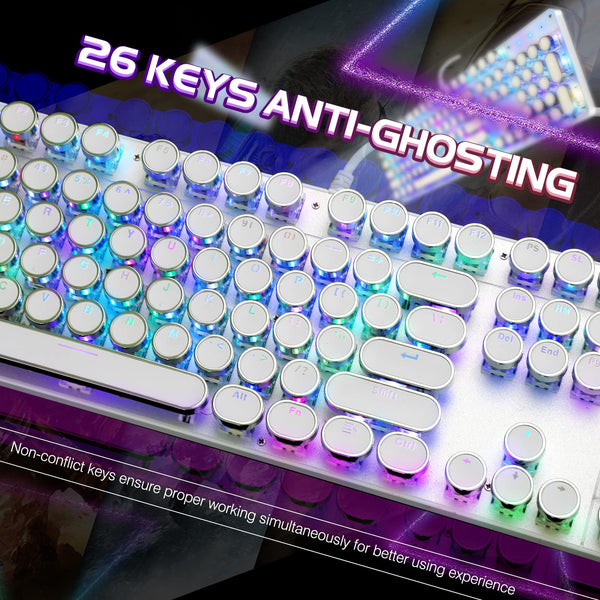YSCP Retro Typewriter RGB Gaming Keyboard - detail view