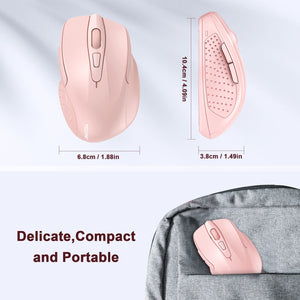 TECKNET pink wireless mouse designed for portability and everyday convenience