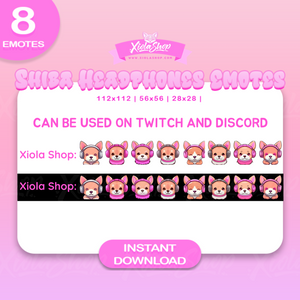Cute musical Shiba Inu Twitch and Discord emotes