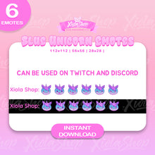 Load image into Gallery viewer, Blue 6 Unicorn Emotes Pack - The Ultimate Cute Twitch and Discord Emotes
