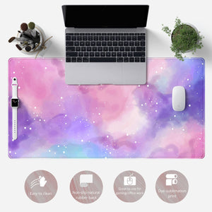 YKJWW pink desk pad featuring a high-quality Lycra surface for smooth and effortless movement