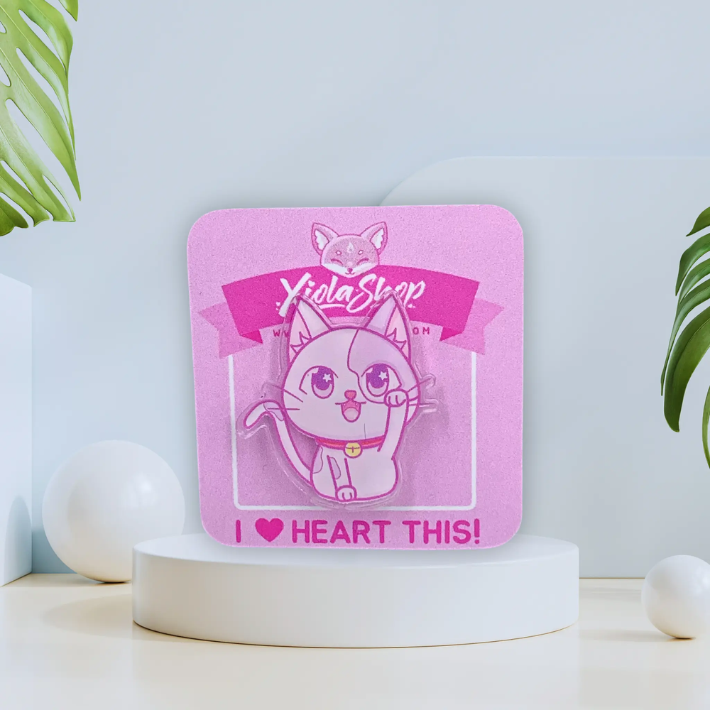 Taunting Kitty Cat Acrylic Pin - Xiola Shop